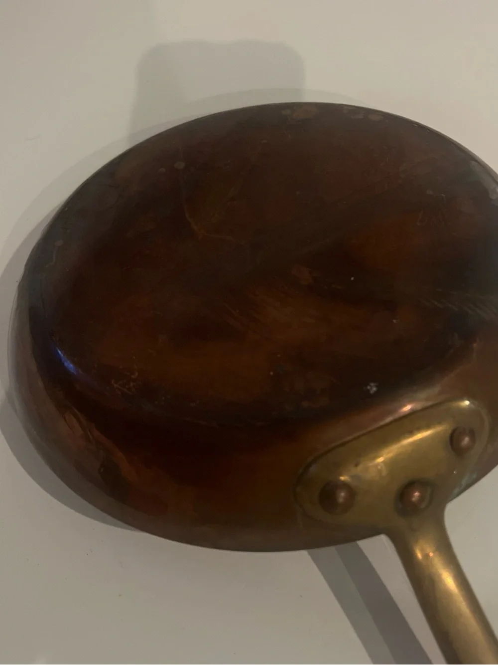 Williams Sonoma 8.5” French Copper Fry Pan Made In France Brass Handle Vintage